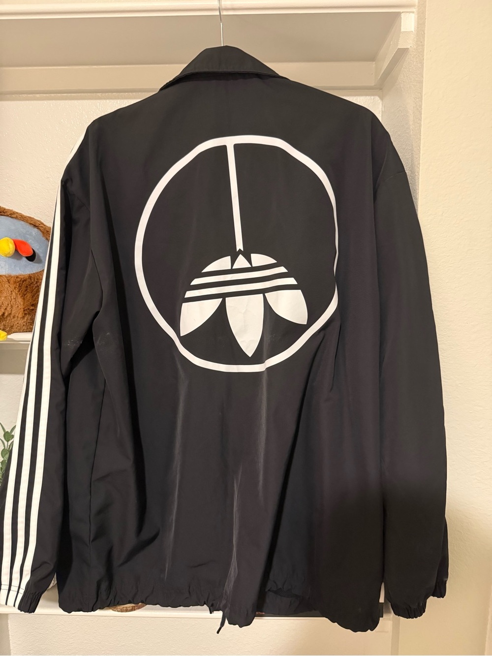 adidas Originals Black Windbreaker with White 3-Stripes - Picture 3 of 5